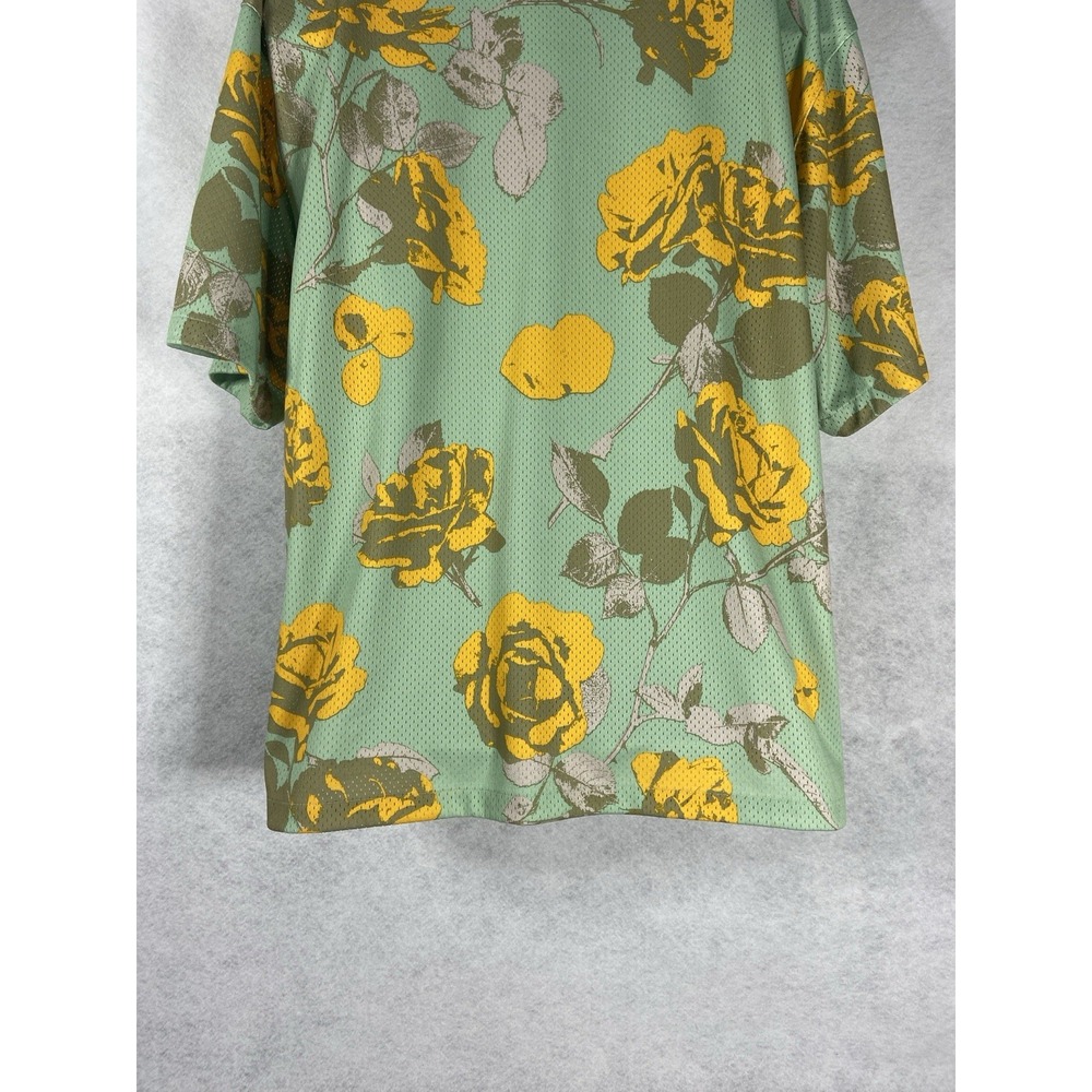 Nike Rose City Shirt Men's XL Green Yellow Mesh Button-Up Floral Short Sleeve - Picture 5 of 11